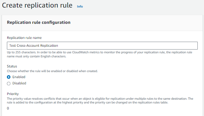 AWS S3 Cross-Account Replication Create Replication Rule