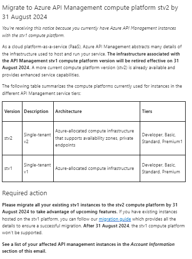 Azure Retiring Resources Email