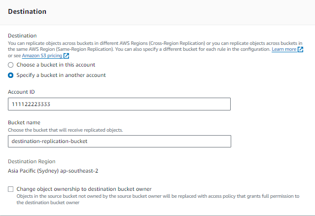 AWS S3 Cross-Account Replication Destination