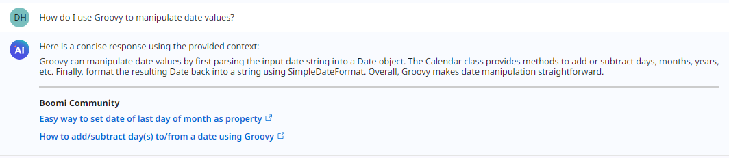 Trying Out the Boomi Answers AI Agent Using Groovy for Date Manipulation