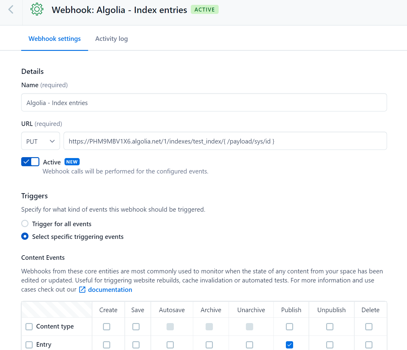 Contentful Algolia and Nextjs Integration Configure Contentful Webhook